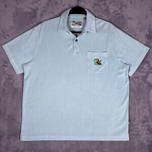 Howler Brothers Terry Cloth Polo Light Teal Toucan Pocket Size L